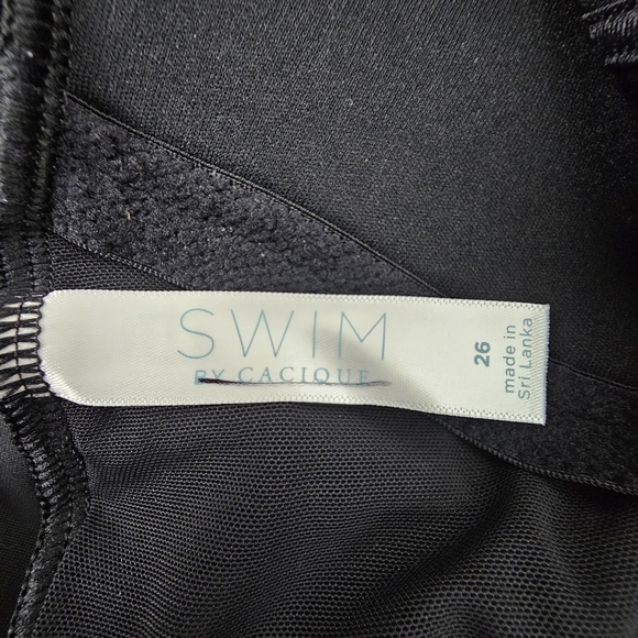 Cacique Swim Black Wrap Front Off Shoulder Tankini Top 26 - Picture 7 of 9